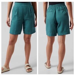 NWT-Athleta Playa Linen Bermuda Short 10 Borealis Green #798617